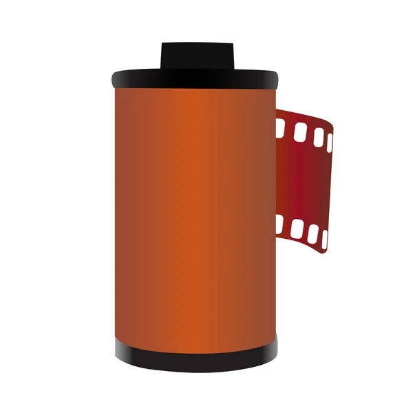 Película Para Cámara Carrete Rojo Con Película Ilustración Vectorial — Vector de stock