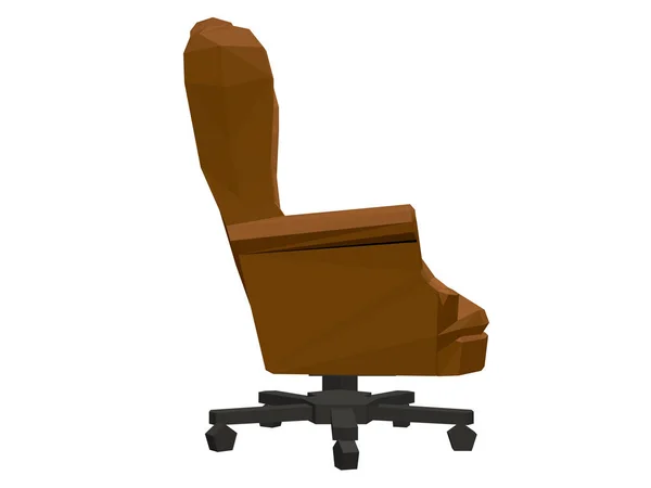 Chaise Polygonale Chaise Confortable Marron Isolé Vue Latérale Illustration Vectorielle — Image vectorielle