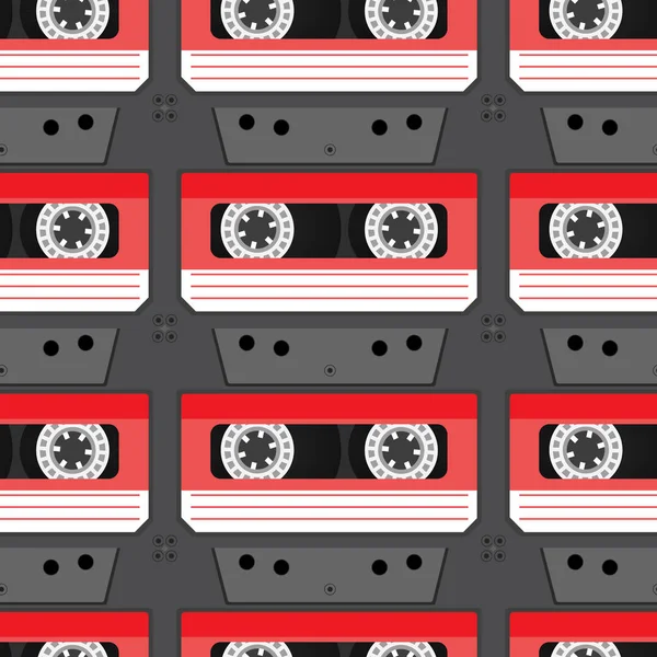 Struttura Senza Cuciture Con Cassette Registratore Cassetta Retrò Illustrazione Vettoriale — Vettoriale Stock