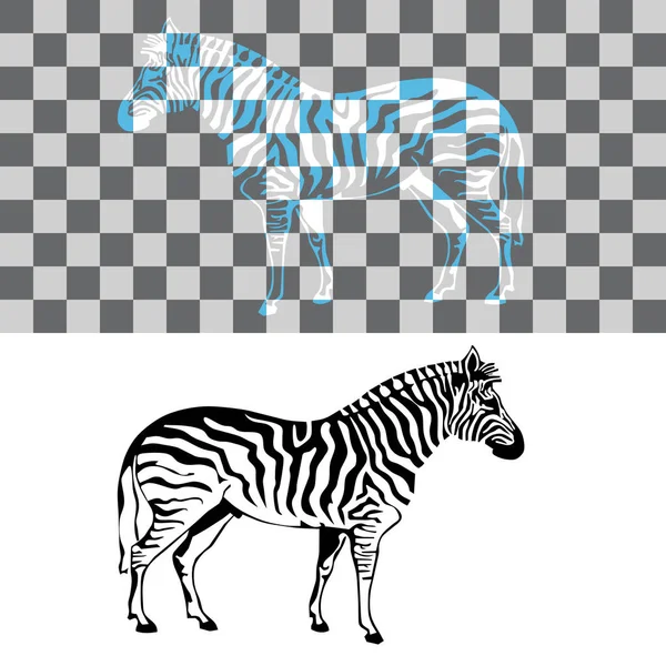 Silhouette Eines Zebras Gestreifte Silhouette Vektorillustration — Stockvektor