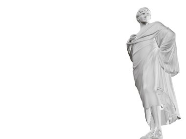 Mark Anthony 'nin detaylı heykelinin olduğu bir arka plan. Üç boyutlu. Vektör illüstrasyonu.