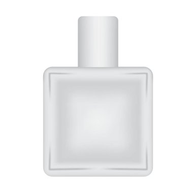 Parfüm ya da diğer sıvılar için şişe. Dekoratif şişe izole edildi. Üç boyutlu. Vektör illüstrasyonu.