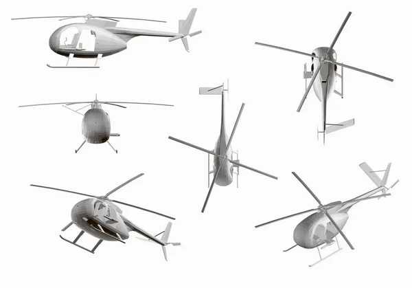 Conjunto Modelo Vetor Helicóptero Corporativo Isolado Fundo Branco Modelo Maquete — Vetor de Stock