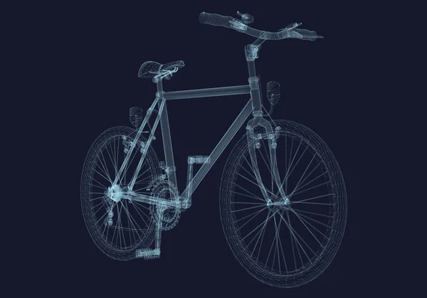 Alambre Bicicleta Modelo Detallado Del Cuadro Bicicleta Sobre Fondo Oscuro — Vector de stock