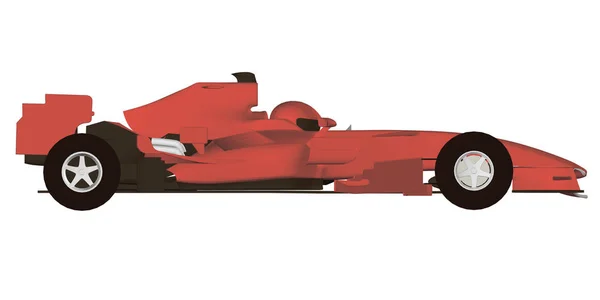 レーシングカー ドライバー付きの赤いレーススポーツカー 3Dだ サイドビュー 白い背景に詳細なリアルなレースカー ベクターイラスト — ストックベクタ