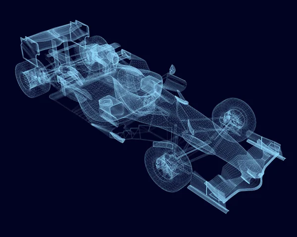 线框详细的赛车的蓝线 多边形赛车 等向视图 向量例证 — 图库矢量图片