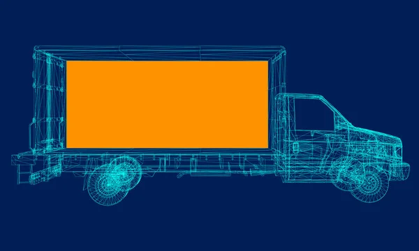 Vrachtwagen Draadframe Met Frame Voor Reclame Vectorillustratie — Stockvector