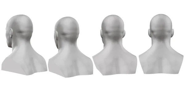 Conjunto vetorial de bustos masculinos isolados de manequins sobre fundo branco. 3D. Busto masculino de lados diferentes. Ilustração vetorial — Vetor de Stock