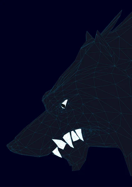 Tête d'un loup noir polygonal. 3D. Illustration vectorielle — Image vectorielle