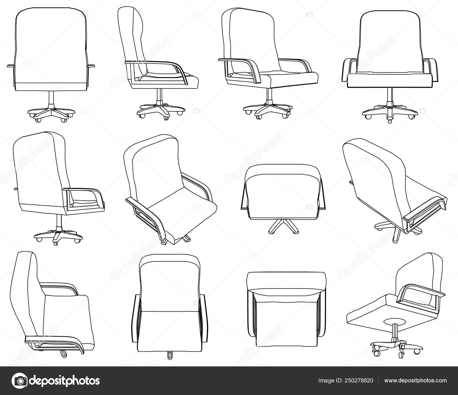 Set With Contours Of Office Chairs Office Chair With Different