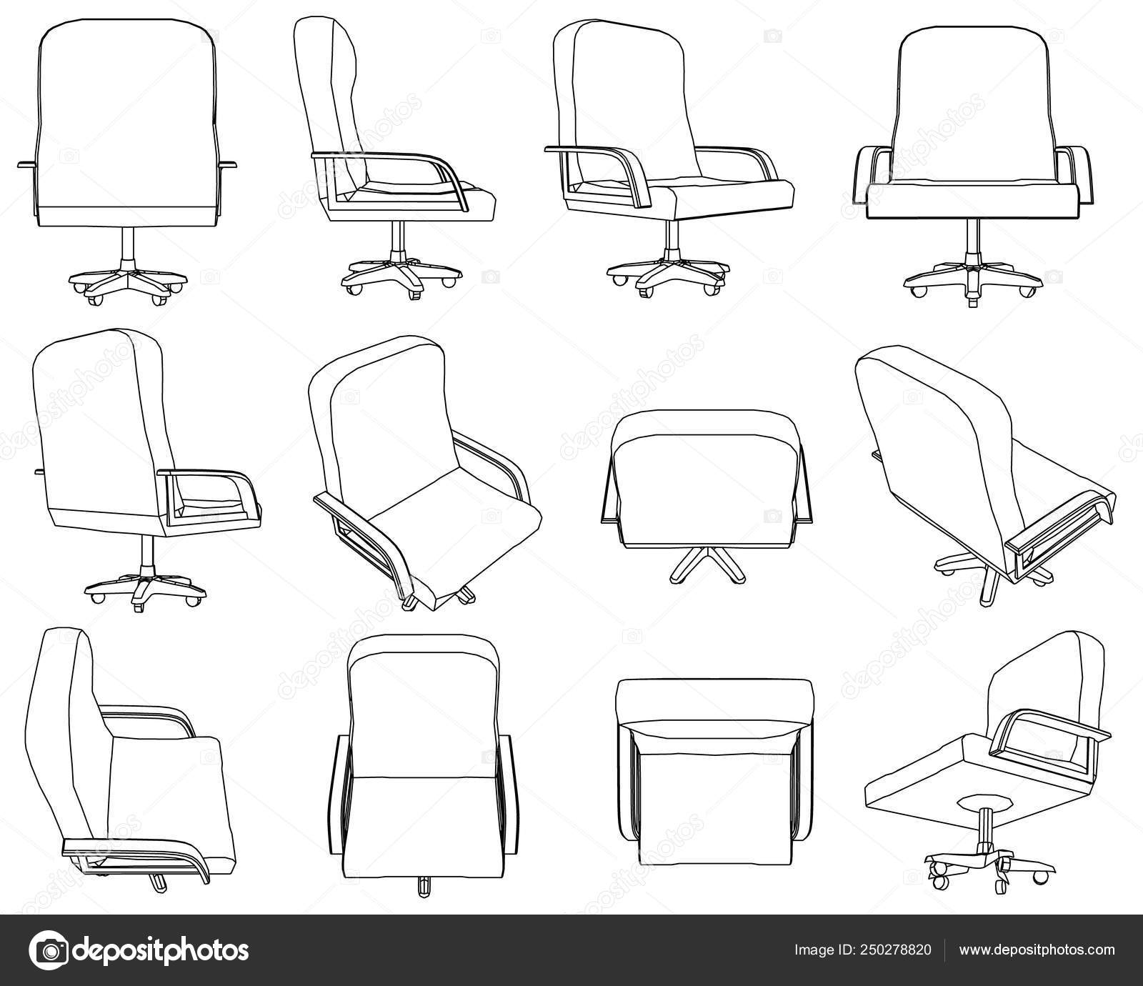 Set With Contours Of Office Chairs Office Chair With Different