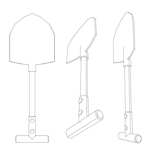 Gesetzt mit Pik-Umrissen in verschiedenen Positionen. Vektorillustration — Stockvektor