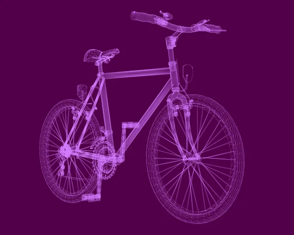 Polygonal cykel av rosa linjer. isolerade detaljerad cykel. 3D. vektor illustration — Stock vektor