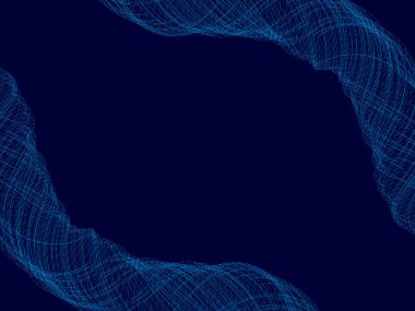 İki tarafta geometrik şekiller arka plan. Karanlık bir arka plan üzerinde mavi çizgiler geometrik şekillerle desen. Vektör çizim