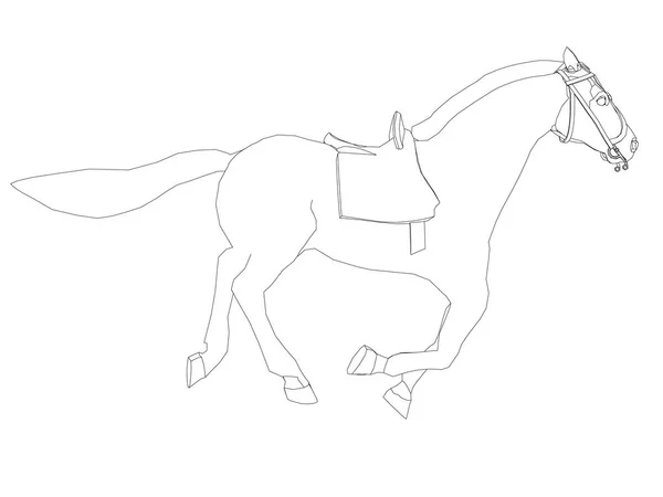 Contorno di un cavallo in corsa su sfondo bianco. Illustrazione vettoriale — Vettoriale Stock