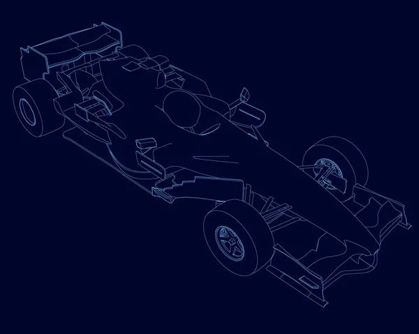 Vektorumriss eines Sportwagens. Kontur des Sportwagens der blauen Linien auf dunklem Hintergrund. isometrische Ansicht. 3d. Vektorillustration — Stockvektor