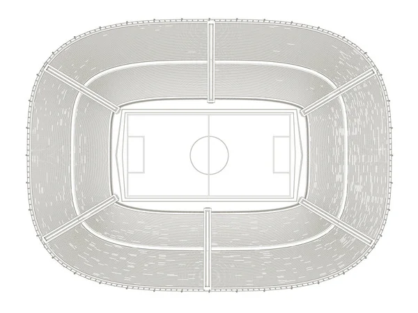 Περίγραμμα του ένα μεγάλο γήπεδο για το ποδόσφαιρο. Θέα από ψηλά. Εικονογράφηση διάνυσμα — Διανυσματικό Αρχείο
