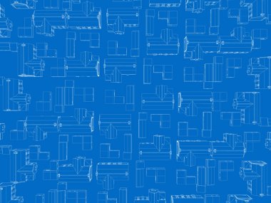 Arka plan ile kontür evlerin. Yukarıdan görüntüleyin. Vektör çizim