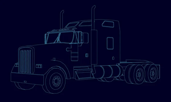 Kontur des Lastwagens ohne Anhänger. isometrische Ansicht. Vektorillustration — Stockvektor