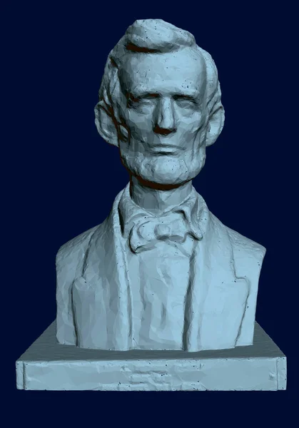 Estatua de Abraham Lincoln. 3D. Busto de Lincoln sobre un fondo oscuro. Ilustración vectorial — Archivo Imágenes Vectoriales