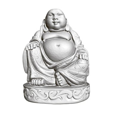 Maitreya 'nın Çokgen heykeli. 3D. ön görünüm