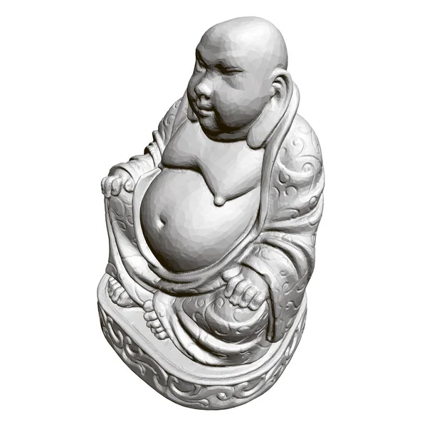 Estatua poligonal de Maitreya. 3D. Vista isométrica — Vector de stock