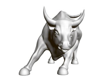 Çalışan bir boğa vektör Illustration. 3D. çalışan bir boğa Çokgen heykelcik. Vektör Illustration