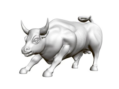 Çalışan bir boğa vektör Illustration. 3D. çalışan bir boğa Çokgen heykelcik. Vektör Illustration