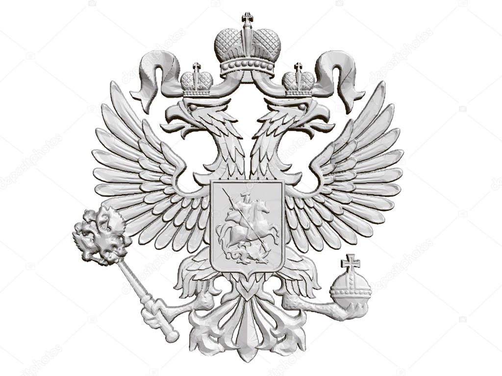 Vector illustration of the coat of arms of Russia. 3D