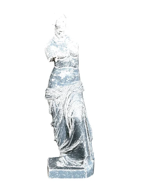 Escultura Venus de Milo. Modelo poligonal de una escultura en ruinas. 3D. La estatua consta de partículas. Ilustración vectorial — Vector de stock