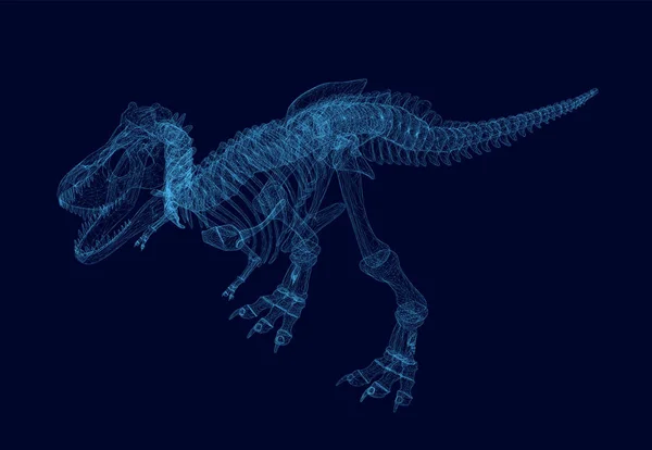 多角形の恐竜のワイヤーフレーム。アイソメ ビュー。3d. ベクトル — ストックベクタ