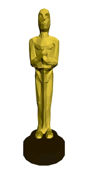 Veelhoekige beeldje Oscar. 3D. vooraanzicht. Vector illustratie — Stockvector
