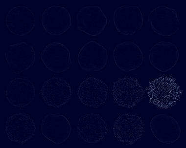 Mavi noktalardan oluşan deforme kürelerle ayarlayın. Vektör çizimi