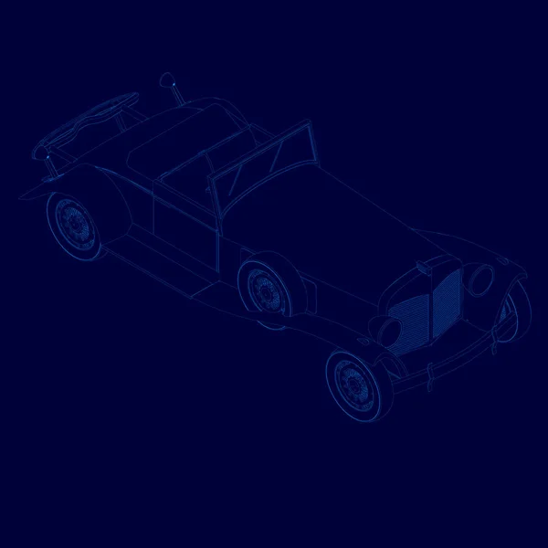 Contour d'une voiture d'époque sans toit. Vue imprenable. Illustration vectorielle — Image vectorielle