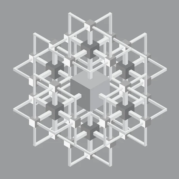 Geometrisk abstraktion av rektanglar och kvadrater bildar en centraliserad labyrint. 3D. vektor illustration — Stock vektor