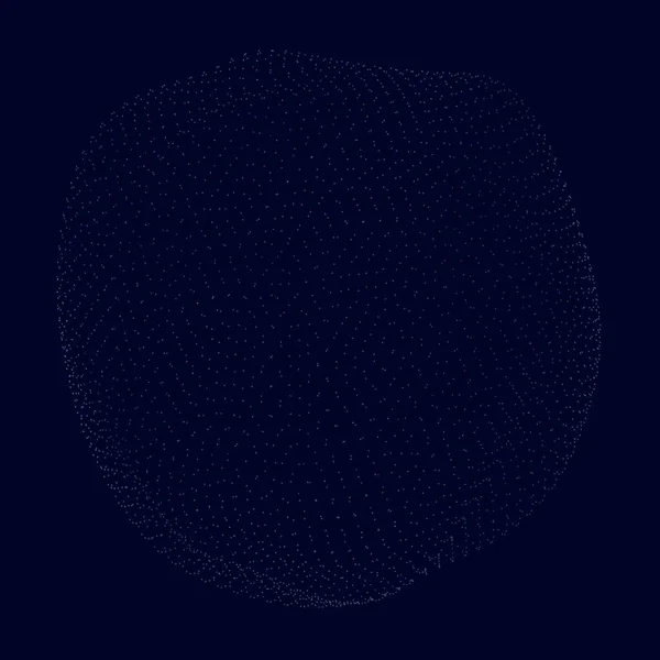 濃い青色の背景に多数の小さなパーティクルで構成される球。ベクトルイラスト — ストックベクタ