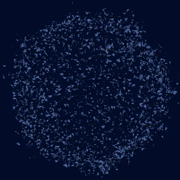 Esfera consistindo de muitas pequenas partículas em um fundo azul escuro. Ilustração vetorial —  Vetores de Stock