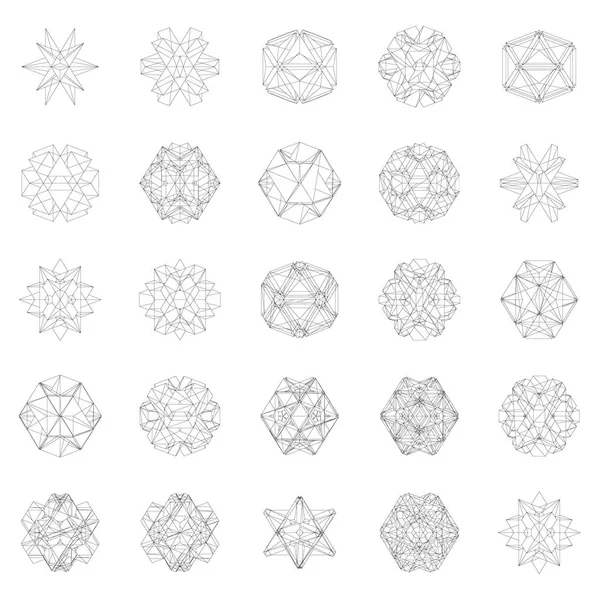 Набір з абстрактними геометричними фігурами з ліній. Векторні ілюстрації — стоковий вектор