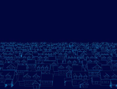 Konut binaların konturlarla arka plan. Vektör Illustration