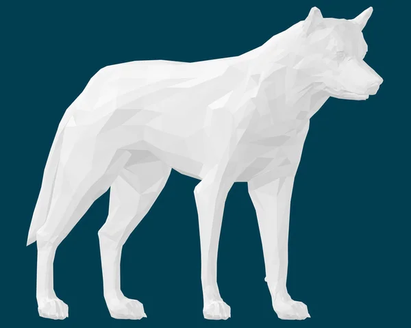 Weißer polygonaler Wolf. Seitenansicht. 3d. Vektorillustration — Stockvektor