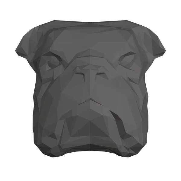 Low Poly Hundekopf. Schwarze Bulldogge. Polygonal des Hundekopfes. Frontansicht. Vektorillustration — Stockvektor