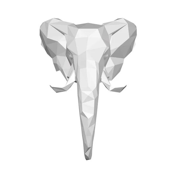 Testa bassa di elefante poli. Vista frontale. Illustrazione vettoriale — Vettoriale Stock