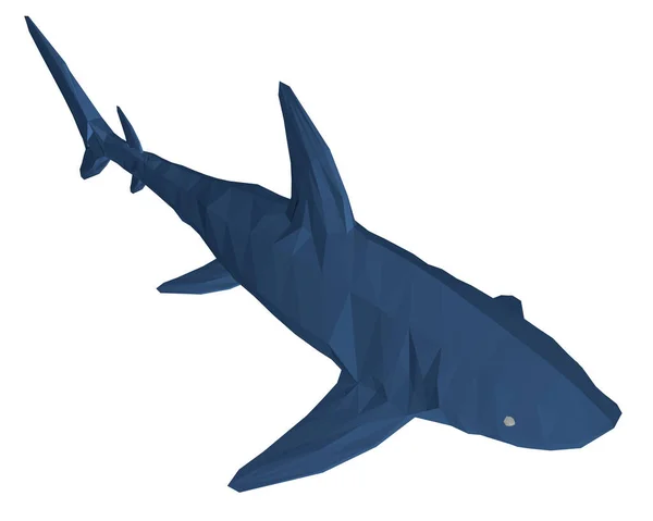 Низька полі-блакитна акула. 3D. Ізометричний вигляд. Векторні ілюстрації — стоковий вектор