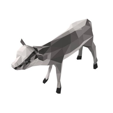 Düşük polimerli beyaz koyun. Isome Manzarası. Üç boyutlu. Vektör illüstrasyonu