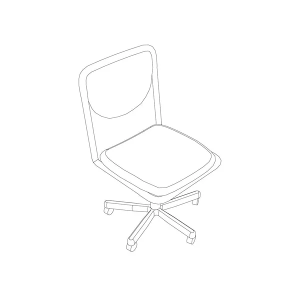 Contour d'une chaise d'ordinateur à partir de lignes noires sur un fond blanc. Vue imprenable. Illustration vectorielle — Image vectorielle