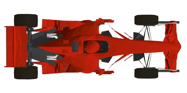 低ポリ赤レースカー。上からの眺め。3Dだ。ベクターイラスト — ストックベクタ