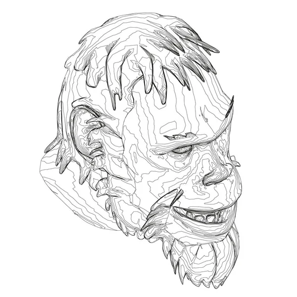 Głowa neandertalczyka. Głowa prehistorycznego człowieka. Widok izometryczny. Ilustracja wektora — Wektor stockowy