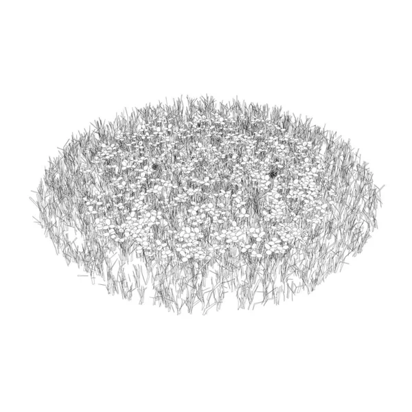 Hierba de contorno aislada sobre fondo blanco. Círculo de los contornos de la hierba. Vista isométrica. Ilustración vectorial — Archivo Imágenes Vectoriales
