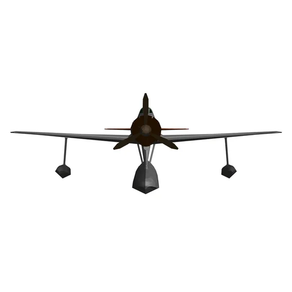 Low Poly altes Flugzeug zum Landen und Starten aus dem Wasser. Frontansicht. 3D. Vektorillustration — Stockvektor