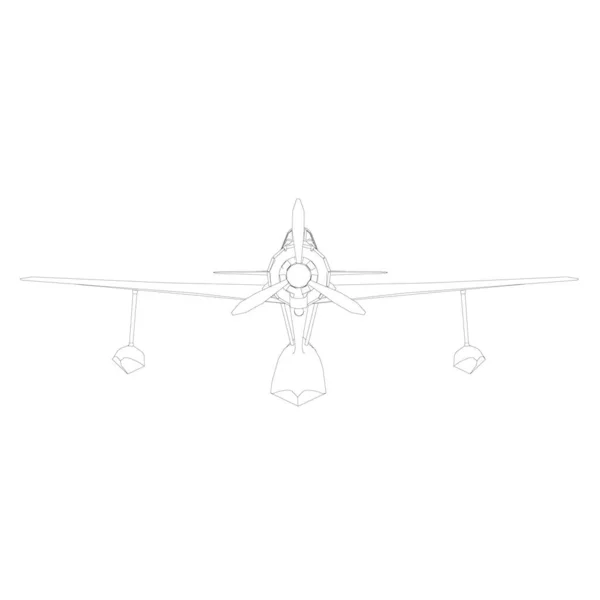 Contorno de avião para aterrissar na água. Vista frontal. Ilustração vetorial —  Vetores de Stock